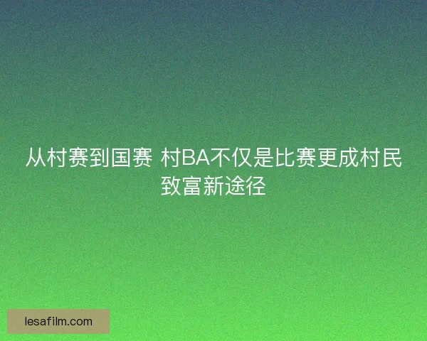 从村赛到国赛 村BA不仅是比赛更成村民致富新途径