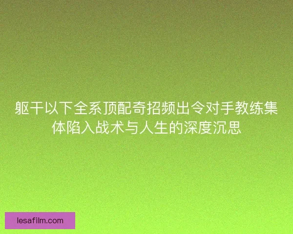 躯干以下全系顶配奇招频出令对手教练集体陷入战术与人生的深度沉思 躯干以下全系顶配奇招频出令对手教练集体陷入战术与人生的深度沉思